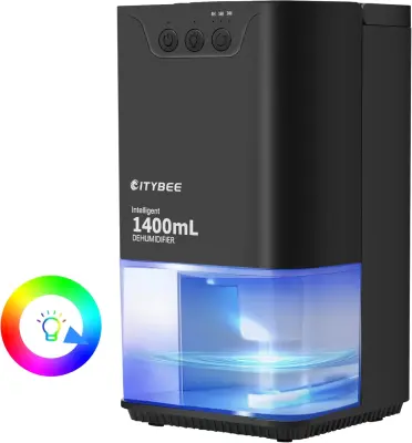 Električni razvlažilnik zraka 1400 ml - Tihi razvlažilnik zraka za dom, spalnico in klet (bel)