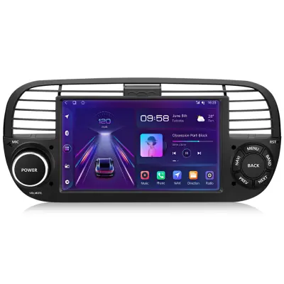 7" Avtoradio Android 13 CarPlay za  Fiat 500 07-2015| GPS Navigacija, Wi-Fi, Bluetooth, DAB+, SWC, USB, FM, 64GB
