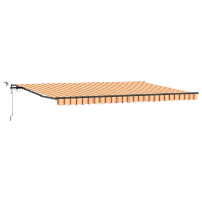 vidaXL Avtomatski retraktibilni senčnik z LED rumene in oranžne barve 500x350 cm