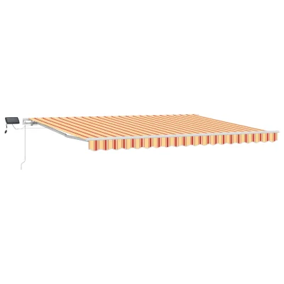 vidaXL Ročna Retraktibilna Tenda z LED v Rumeni in Oranžni, 450x300 cm