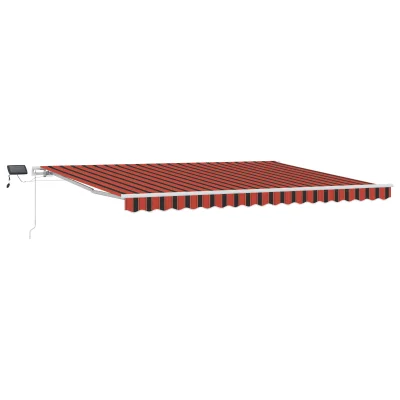 vidaXL Ročna zložljiva tenda z LED oranžna in rjava 450x300 cm