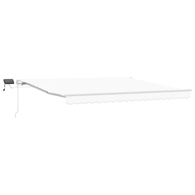 vidaXL Ročna Retraktibilna tenda z LED Bela 400x350 cm