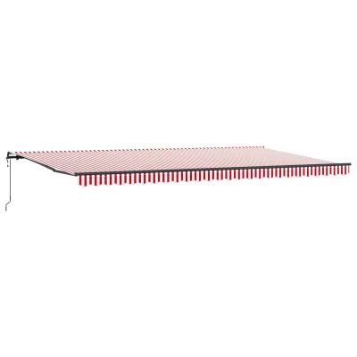 vidaXL Avtomatska zložljiva tenda rdeče in bele črte 600x350 cm