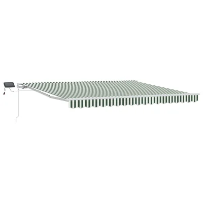 vidaXL Ročna retraktibilna tenda z LED zeleno in belo 400x300 cm