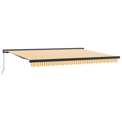 vidaXL Ročna retraktibilna tenda oranžna in bela 450x300 cm