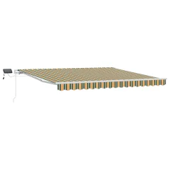 vidaXL Ročna retraktibilna tenda z LED zeleno in rumeno 400x350 cm
