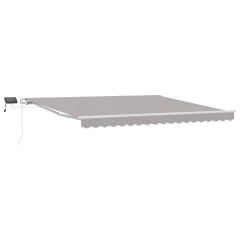 vidaXL Ročna retraktivna tenda z LED Svetlo siva 400x350 cm