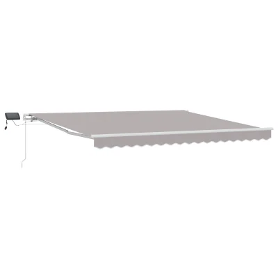 vidaXL Ročna retraktivna tenda z LED Svetlo siva 400x350 cm