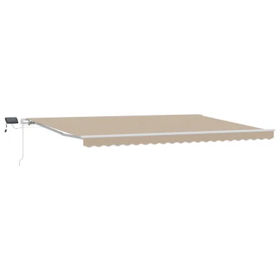 vidaXL Ročna Retraktibilna Tenda z LED Bež 500x300 cm