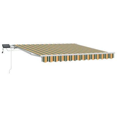 vidaXL Ročna Retraktibilna Tenda z LED Zelena in Rumena 300x250 cm