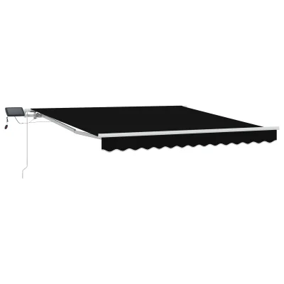 vidaXL Ročna Retraktibilna Tenda z LED Črna 300x250 cm