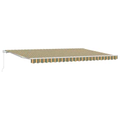 vidaXL ročna retraktibilna tenda zelena in rumena 500x350 cm