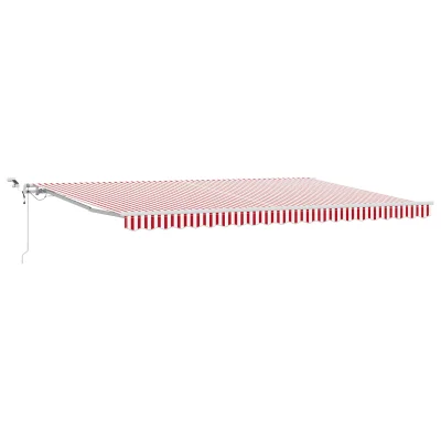vidaXL Avtomatska zložljiva tenda z LED v rdeči in beli barvi 500x350 cm