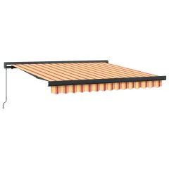 vidaXL Ročna Retraktibilna Tenda - Rumena in Oranžna 350x250 cm