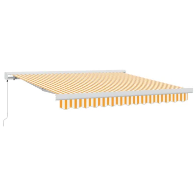 vidaXL Ročna retraktibilna tenda v rumeni in beli barvi 300x250 cm
