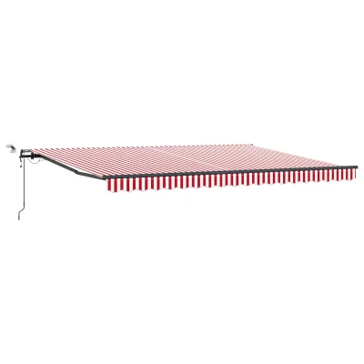 vidaXL Avtomatska retraktibilna tenda z LED rdečo in belo črto 450x350 cm