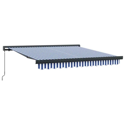 vidaXL Ročna retraktibilna tenda modro-bela 300x250 cm