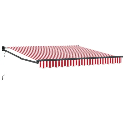 vidaXL avtomatska retraktibilna tenda rdeča in bela črta 300x250 cm