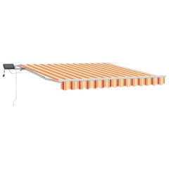 vidaXL Ročni retrahten nadstrešek z LED v rumeni in oranžni barvi 300x250 cm