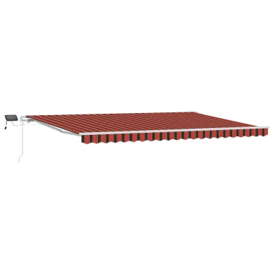 vidaXL Ročna zložljiva tenda z LED v oranžni in rjavi barvi, 500x350 cm