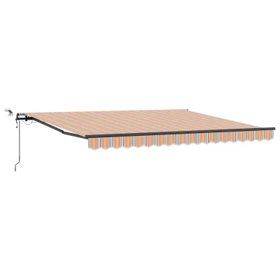 vidaXL Samodejna zložljiva tenda z LED večbarvnim črtastim vzorcem 400x350 cm