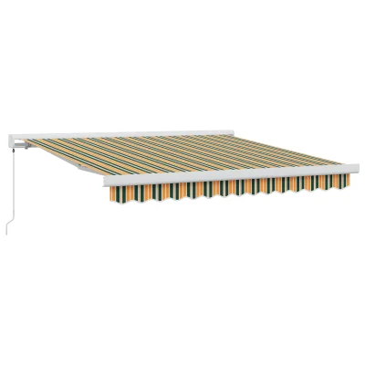 vidaXL Ročna raztegljiva tenda Zelena in Rumena 300x250 cm