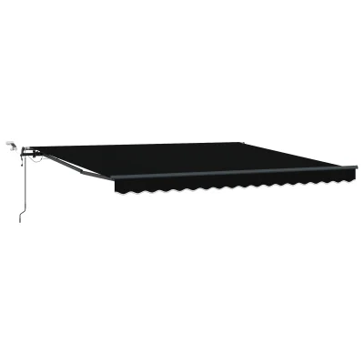 vidaXL Avtomatska Retraktibilna Tenda z LED Črna 400x350 cm