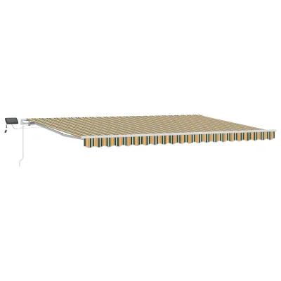 vidaXL Ročna Retraktibilna Tenda z LED Zelena in Rumena 500x350 cm