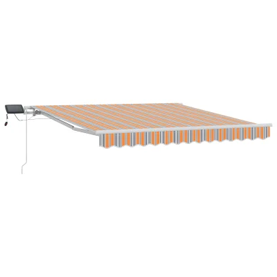 vidaXL Ročna retraktibilna tenda z LED večbarvno črtico 350x250 cm
