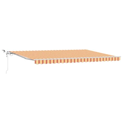 vidaXL Samodejna zložljiva senčnica z LED v rumeni in oranžni 500x300 cm