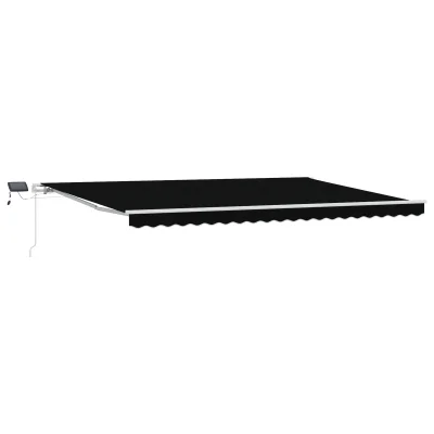 vidaXL Ročna Zložljiva Tenda z LED Črna 500x350 cm