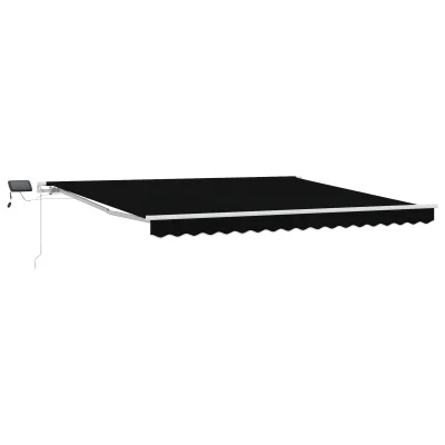 vidaXL Ročna Zložljiva Tenda z LED Črna 400x350 cm