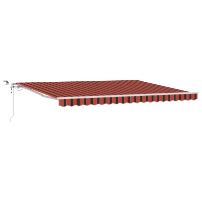 vidaXL samodejni retraktibilni senčnik z LED oranžne in rjave barve 450x300 cm