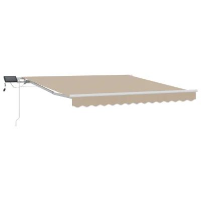vidaXL Ročna Retraktibilna Tenda z LED Bež 300x250 cm