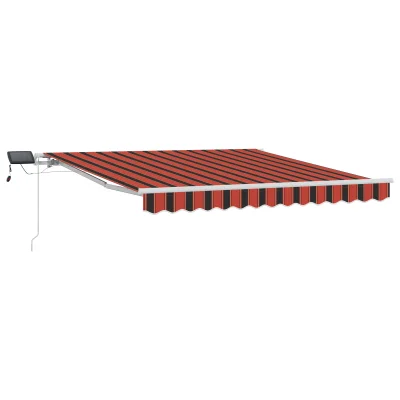 vidaXL ročna retraktibilna tenda z LED osvetlitvijo oranžne in rjave barve 300x250 cm