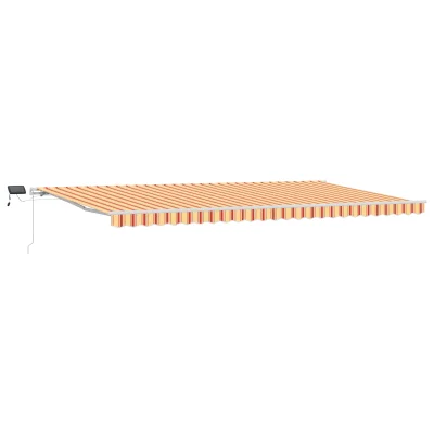 vidaXL Ročna retraktibilna tenda z LED v rumeni in oranžni barvi 600x300 cm