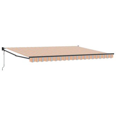 vidaXL Avtomatska retraktibilna tenda z večbarvno črtasto zasnovo 450x300 cm