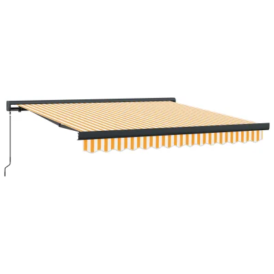 vidaXL Ročna retraktibilna tenda rumena in bela 300x250 cm