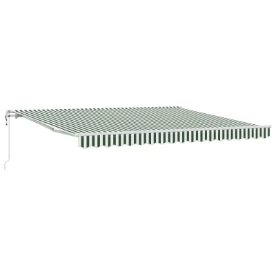 vidaXL Avtomatska retraktibilna tenda Zelena in bela 400x300 cm