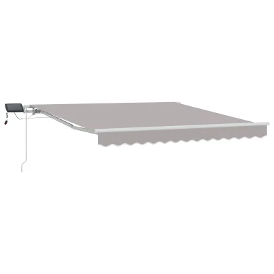 vidaXL ročna raztegljiva tenda z LED svetlobo svetlo siva 300x250 cm