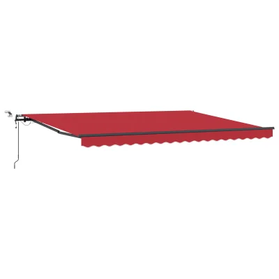 vidaXL samodejna retraktibilna tenda z LED rdeča 450x300 cm