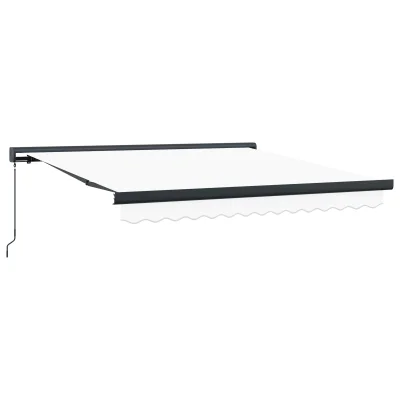 vidaXL ročna retraktibilna tenda bela 350x250 cm