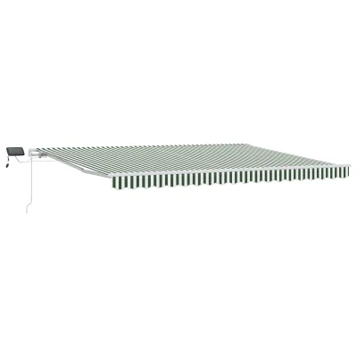 vidaXL Ročna retraktibilna tenda z LED zeleno in belo 450x350 cm