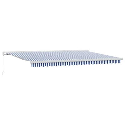 vidaXL ročni retraktibilni senčnik Modro-beli 500x300 cm