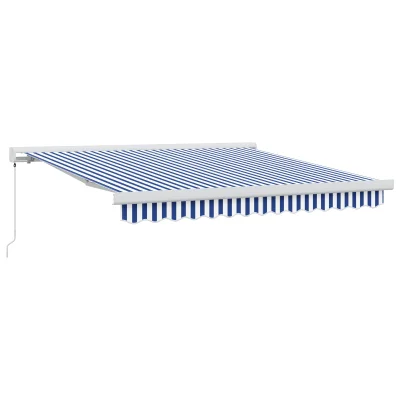 vidaXL ročna retraktibilna tenda modra in bela 300x250 cm