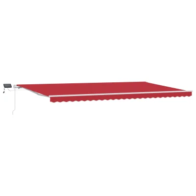 vidaXL Ročna retraktibilna tenda z LED Rdeča 600x300 cm