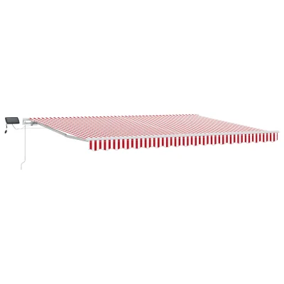 vidaXL Ročna zložljiva tenda s LED rdečo in belo črto 450 x 350 cm