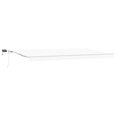 vidaXL Ročna retraktibilna tenda z LED belo 600x300 cm
