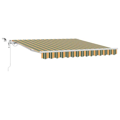 vidaXL Avtomatska zložljiva tenda z LED svetlobo v zeleni in rumeni barvi 300x250 cm, vidaXL Zamenjava tkanine tende za okvir 3x2,5 m Zelena in rumena