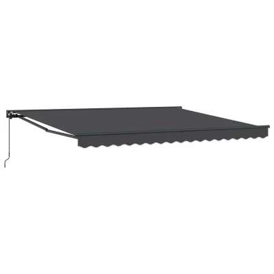 vidaXL Ročna retraktibilna tenda oranžna in bela 350x250 cm